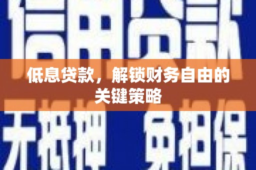 献县低息贷款，解锁财务自由的关键策略