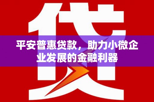 献县平安普惠贷款，助力小微企业发展的金融利器